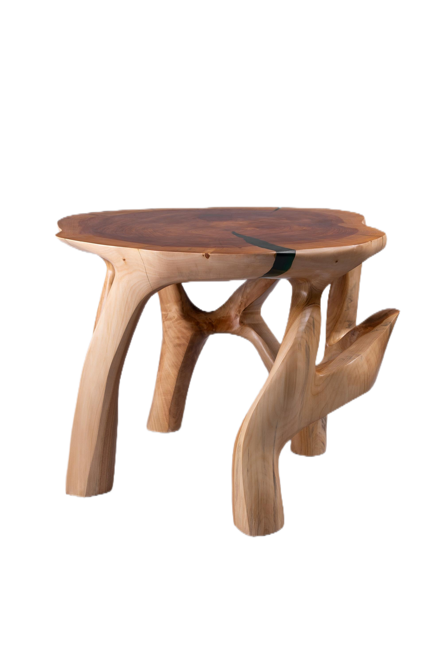 Domus, Solid Wood Sculptural Side, Table Original Contemporary Design, Lognitur