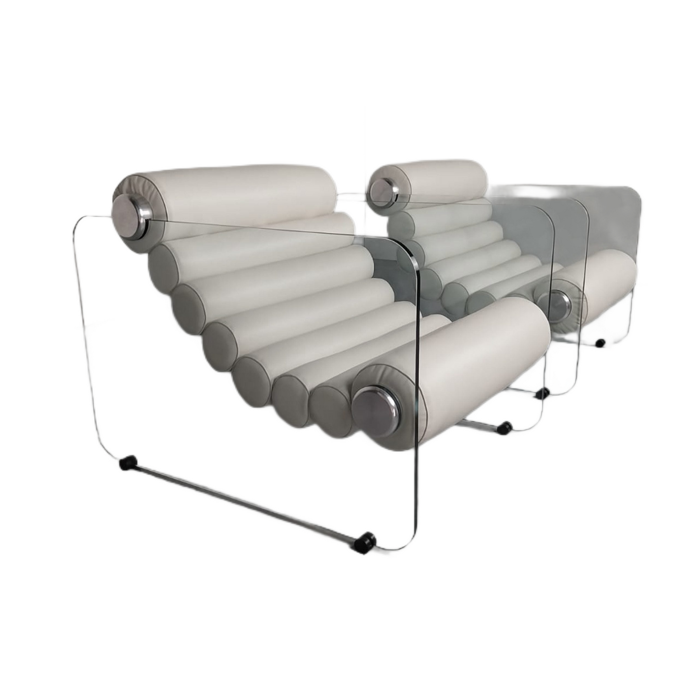 Set of 2 Hyaline leather and glass armchair by Fabio Lenci for Stendig, 1960s