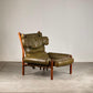 Inca Armchair by Arne Norell in Patinated Green Buffalo Leather, 1970s