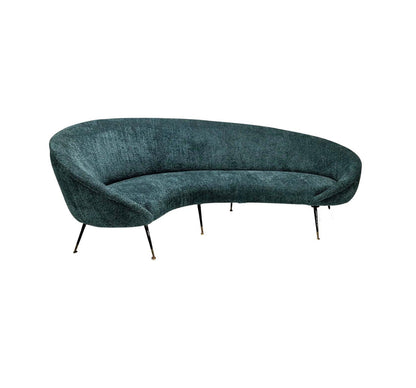 Blue Curved Sofa In The Style Of Federico Munari, Italy 1950's