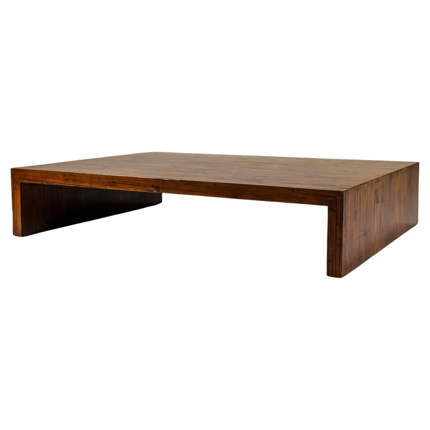 Large Coffee Table Veneered in Bamboo, Belgium 1980s