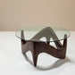 Sculptural And Organic Shaped Coffee Table In Wood And Glass, Italy 1970s