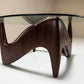 Sculptural And Organic Shaped Coffee Table In Wood And Glass, Italy 1970s