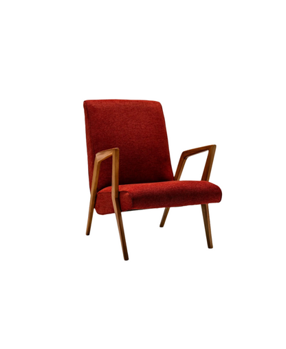 Armchair In Walnut And Burgundy Upholstery, Italy 1960's