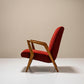 Armchair In Walnut And Burgundy Upholstery, Italy 1960's