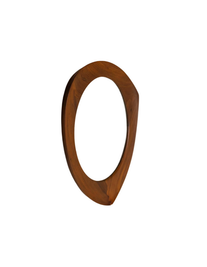 Smoothly Shaped Triangular Teak Mirror by Campo e Graffi, Italy 1960s