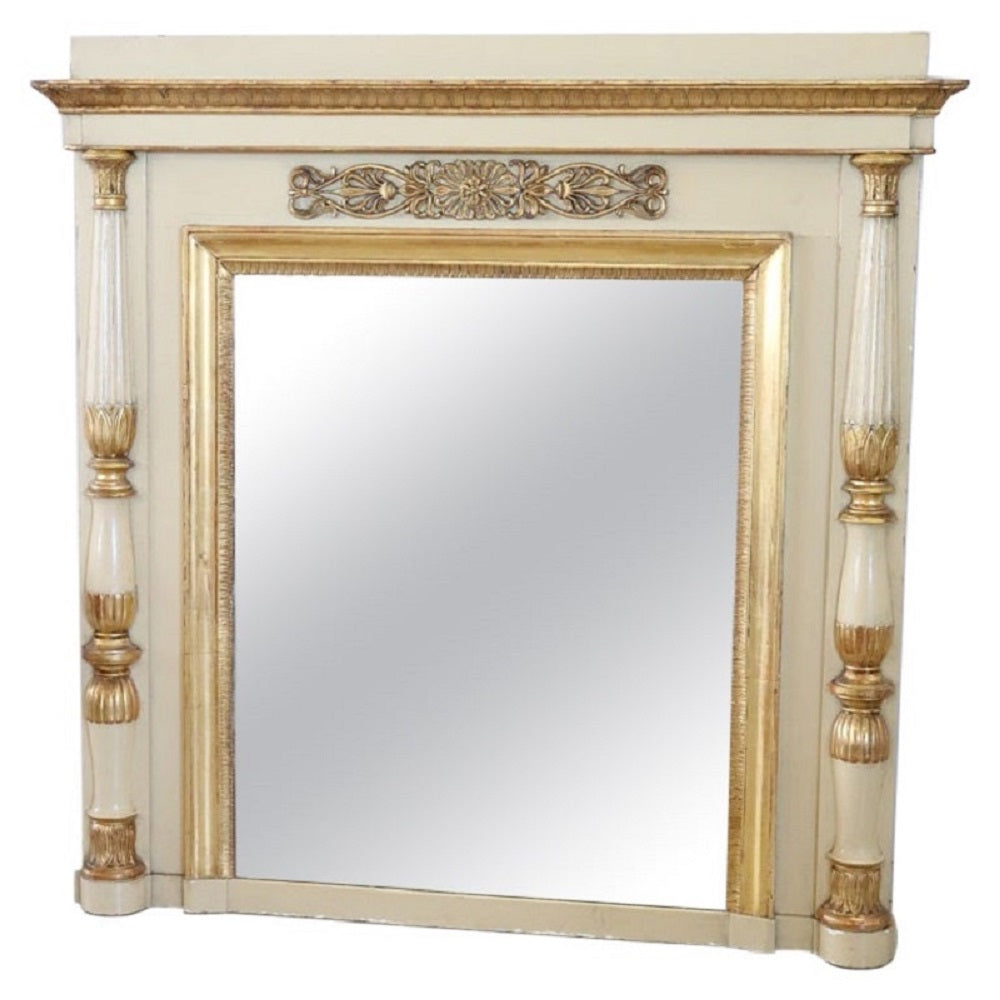 Wall Mirror with Frame in Gilded and Lacquered Wood, Early 19th Century