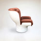 Cognac and white Elda chair by Joe Colombo for Longhi Italy