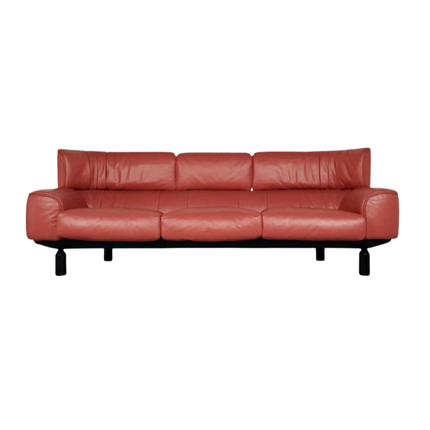 Bull 3-seater red leather sofa by Gianfranco Frattini for Cassina 1987