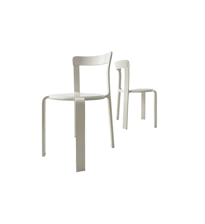 Set of two white Poli model 3700 stacking chairs from Dietiker 1993s