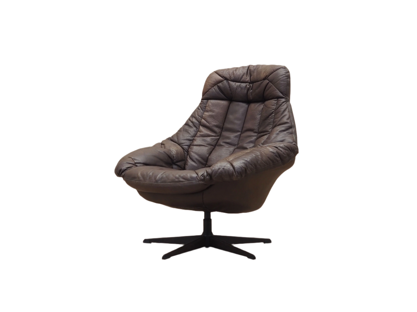 1960s Leather Swivel Armchair by H.W. Klein for Bramin, Danish Modern Design