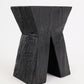 Rustic Sculptural Side Table, Stool, Burnt Black Oak Wood.