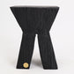 Rustic Sculptural Side Table, Stool, Burnt Black Oak Wood.