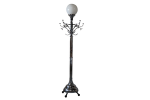 Large Art Deco Chromed Coat Rack/ Floor Lamp, Early 20th Century