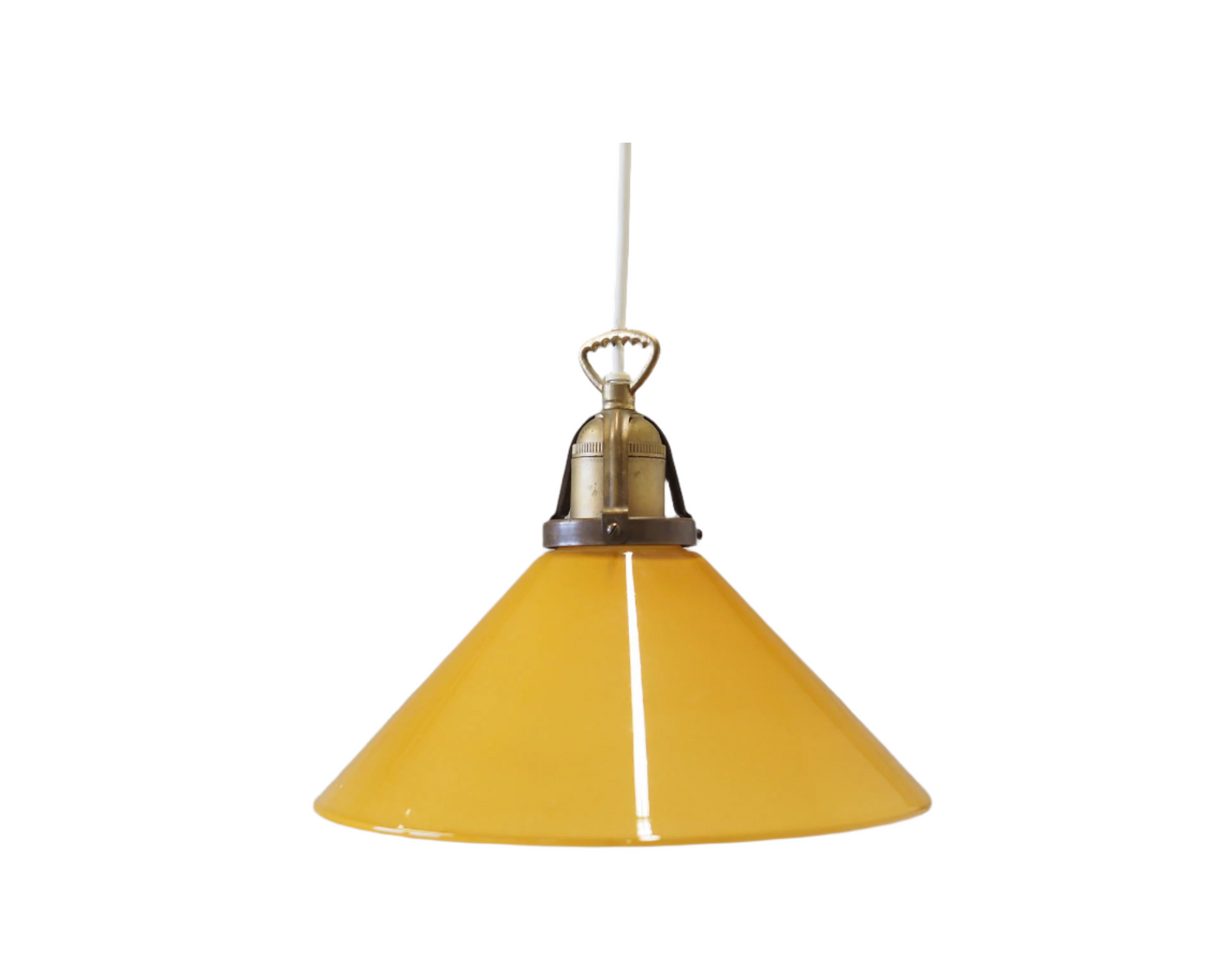 Danish Glass Pendant Lamp in Mustard by Soholm, 1960s.