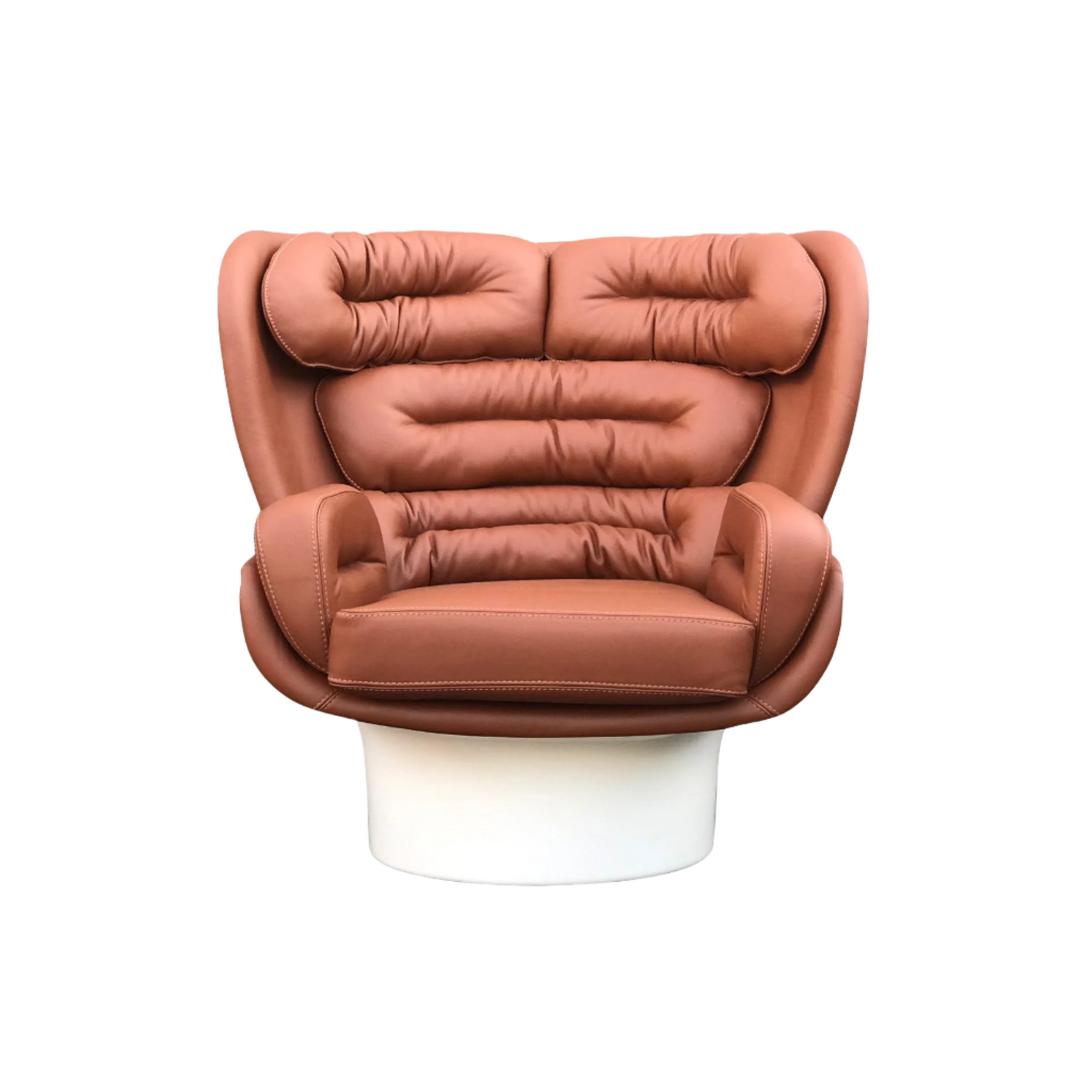 Cognac and white Elda chair by Joe Colombo for Longhi Italy