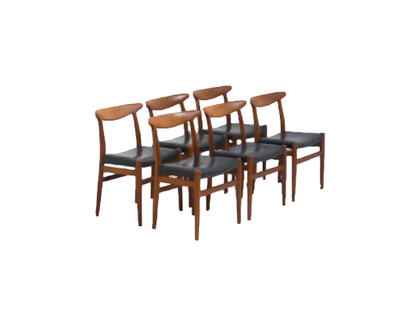 C.M. Madsen set of six teak and leather dining chairs – Hans J. Wegner