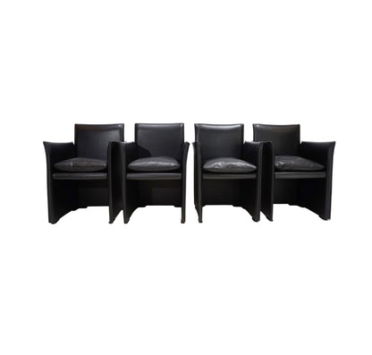 Set of 4 Cassina Break 401 leather dining chairs by Mario Bellini, 1970