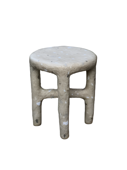 Grey "Terazzo" papier-mache stool / table