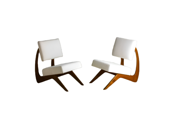 Set of 2 sculptural modernist lounge chairs