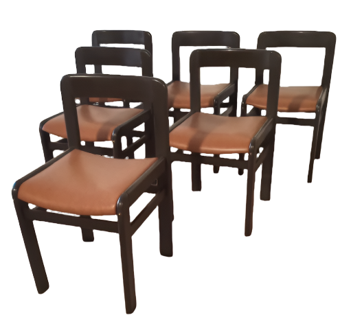 Vintage Brutalist Dining Chairs, 1970s, Set Of 6