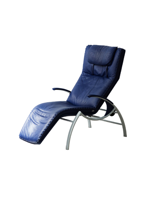 Blue De Sede Leather Reclining Chair, 1990s