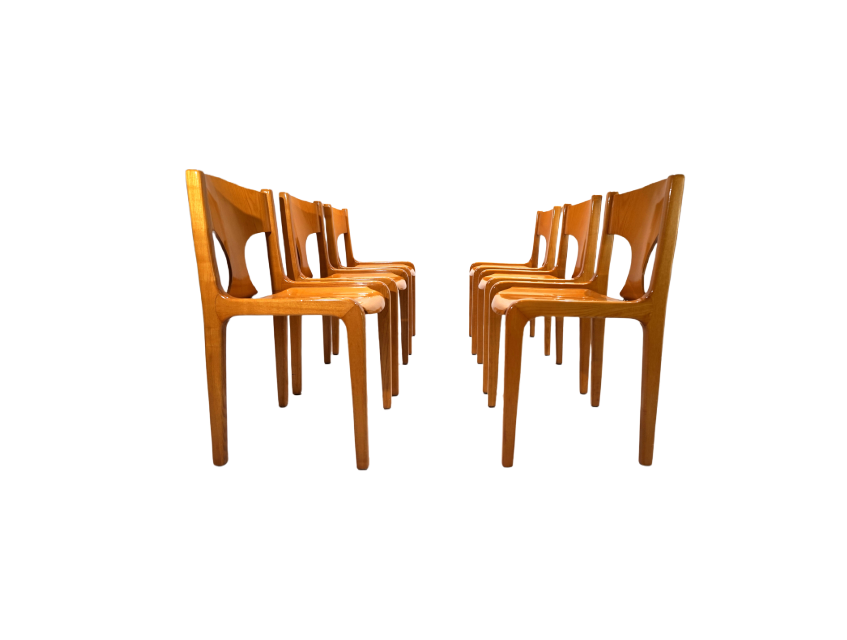 Set of 6 Pozzi dining chairs by Augusto Savini, 1960