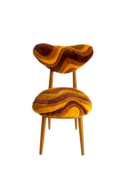 Mid Century Heart Chair in Hand Tufting Yellow Wool, Europe, Poland, 1960s