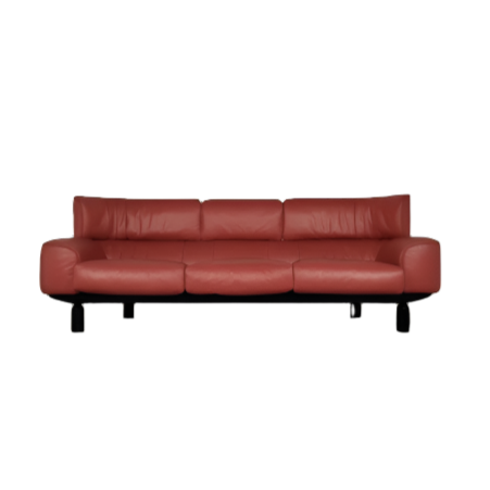 Bull 3-seater red leather sofa by Gianfranco Frattini for Cassina, 1987