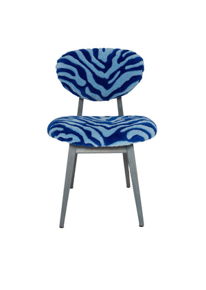 Mid Century Mushroom Chair, Hand Tufting Blue Zebra Wool, 1960s