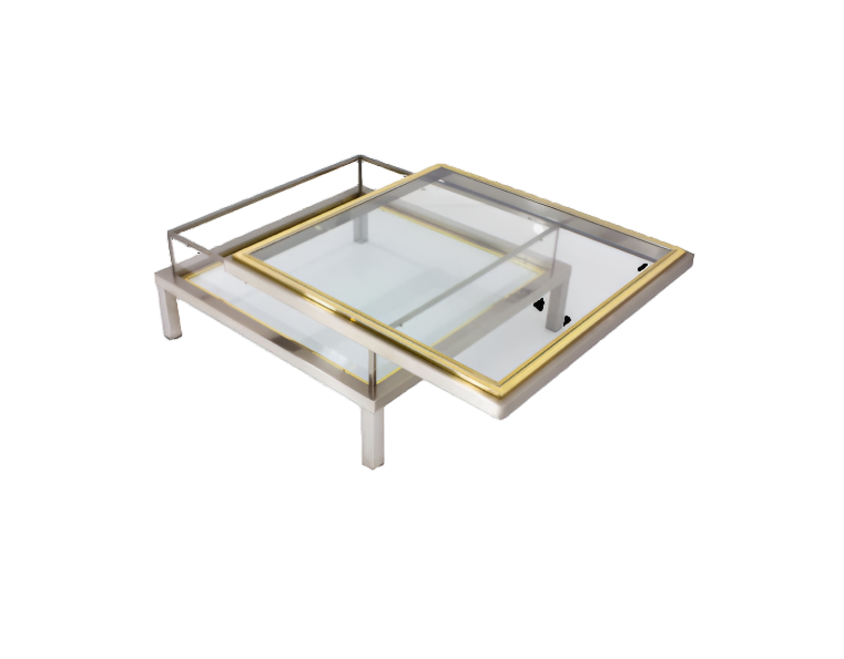 Brass and Chrome regency sliding top table