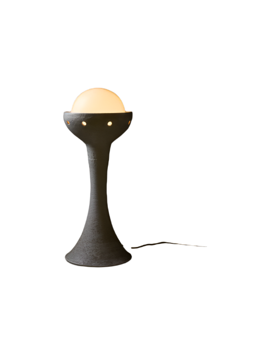 Natural Ceramic Floor Lamp with Glass Sphere Diffuser