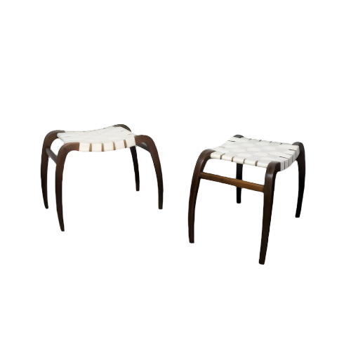 Pair of modernist stools by Ladislav Bartoníček for Krásná Jizba, 1940s