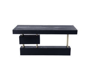 Original Contemporary Design, Burnt Oak with Brass, Unique Side Table