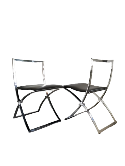 Set of 4 folding Dining Chairs by Marcello Cuneo, Model "Luisa", 1970s