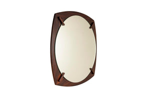 Round Mirror with Outward Curved Rosewood Frame, Italy 1960s